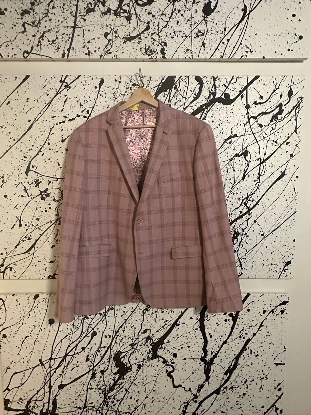 Men's Pink Plaid Blazer - Tailored Single-Breasted Jacket